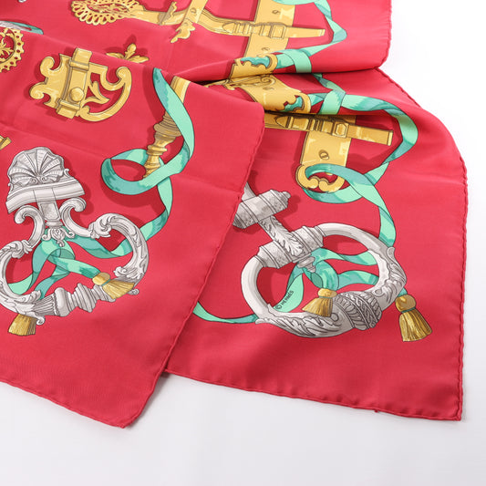 Hermès Carré 90 "Ferronnerie" 100% Silk Scarf in Red