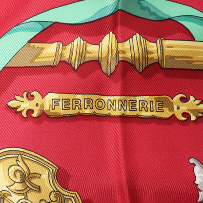 Hermès Carré 90 "Ferronnerie" 100% Silk Scarf in Red