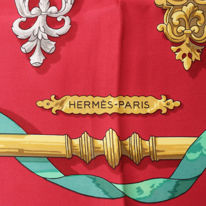 Hermès Carré 90 "Ferronnerie" 100% Silk Scarf in Red