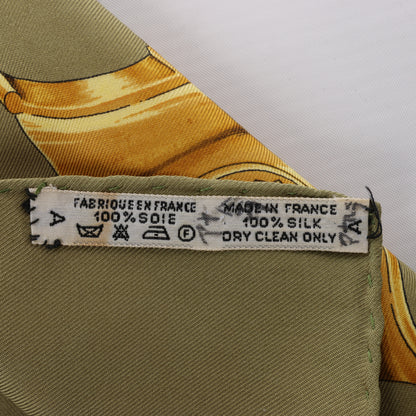 Hermès Carré 90 "Pampa" 100% Silk Scarf in Khaki