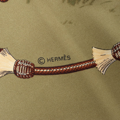 Hermès Carré 90 "Pampa" 100% Silk Scarf in Khaki