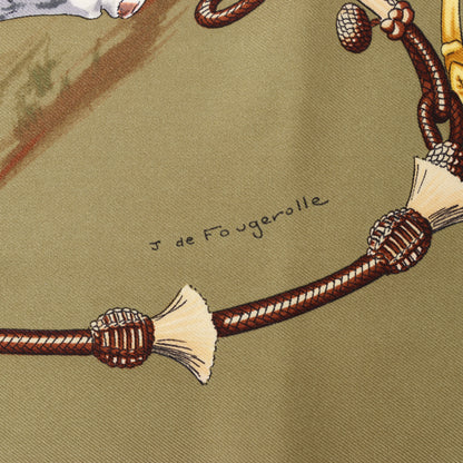 Hermès Carré 90 "Pampa" 100% Silk Scarf in Khaki