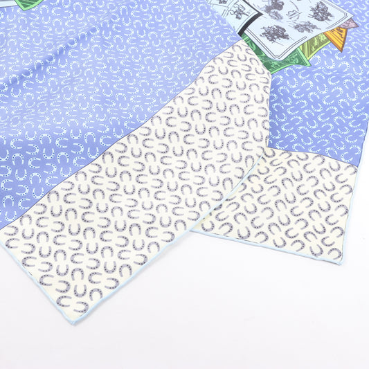 Hermès Carré 90 „À Cheval Sur Mon Carré“ Schal aus 100 % Seide in Blau