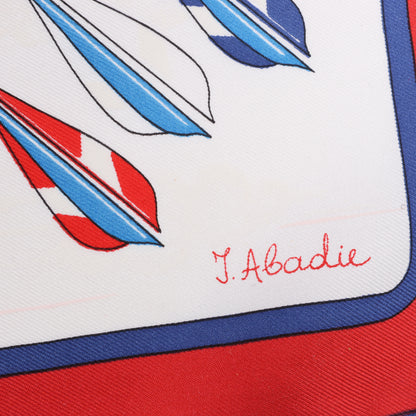 Hermès Carré 90 „ARCS EN CIEL“ 100 % Seidenschal in Rot x Blau