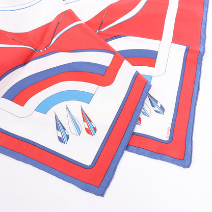 Hermès Carré 90 „ARCS EN CIEL“ 100 % Seidenschal in Rot x Blau