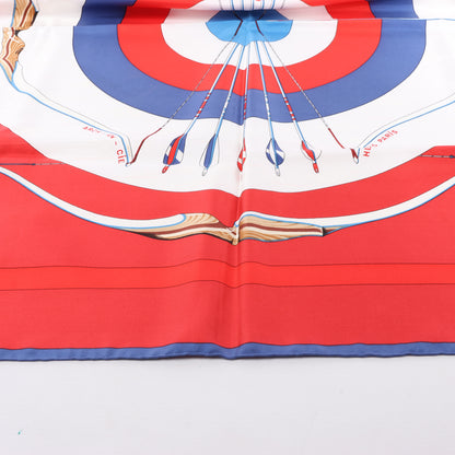 Hermès Carré 90 „ARCS EN CIEL“ 100 % Seidenschal in Rot x Blau