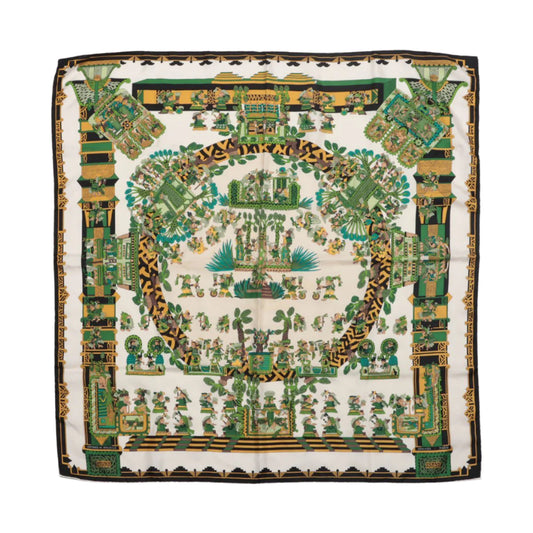 Hermès Carré 90 "ASTRES et SOLEILS" 100% Silk Scarf in Green