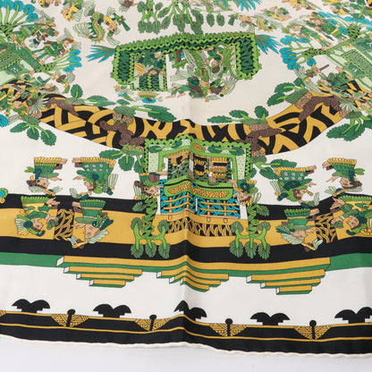 Hermès Carré 90 "ASTRES et SOLEILS" 100% Silk Scarf in Green