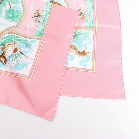 Hermès Carré 90 „Auteuil en Mai“ Seidentaschentuch in Rosa