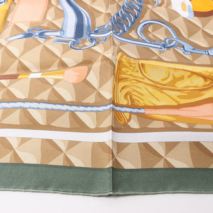 Hermès Carré 90 "BEAUTE COMPOSEE" Seidentaschentuch in Grün