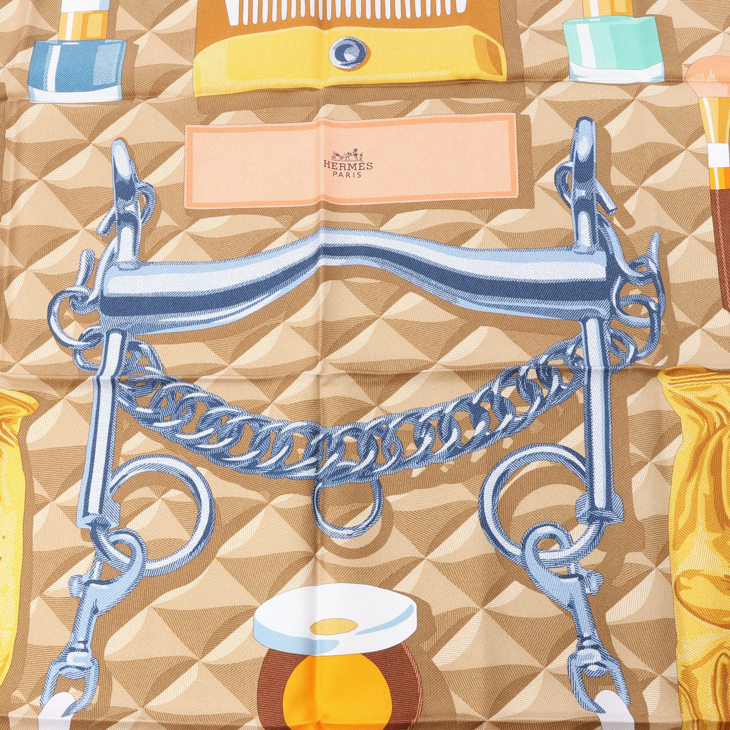 Hermès Carré 90 "BEAUTE COMPOSEE" Seidentaschentuch in Grün