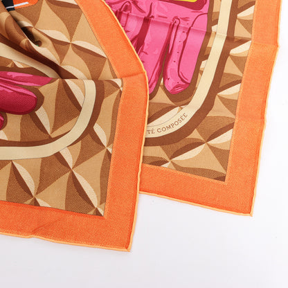 Hermès Carré 90 „BEAUTE COMPOSEE“ Seidentaschentuch in Orange
