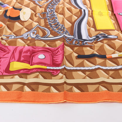 Hermès Carré 90 „BEAUTE COMPOSEE“ Seidentaschentuch in Orange