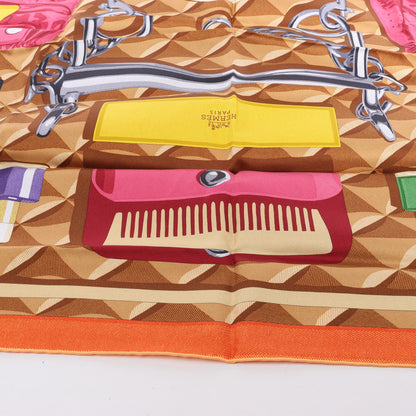 Hermès Carré 90 „BEAUTE COMPOSEE“ Seidentaschentuch in Orange