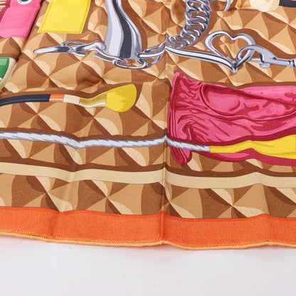 Hermès Carré 90 „BEAUTE COMPOSEE“ Seidentaschentuch in Orange