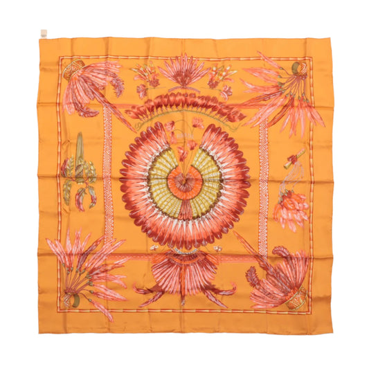 Hermès Carré 90 "BRAZIL" 100% Silk Scarf in Orange