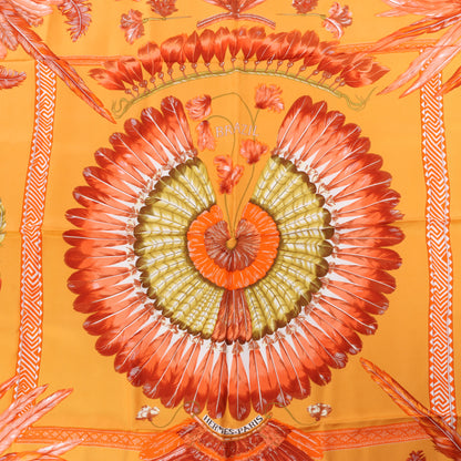 Hermès Carré 90 "BRAZIL" 100% Silk Scarf in Orange