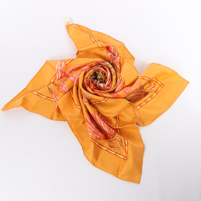 Hermès Carré 90 "BRAZIL" 100% Silk Scarf in Orange
