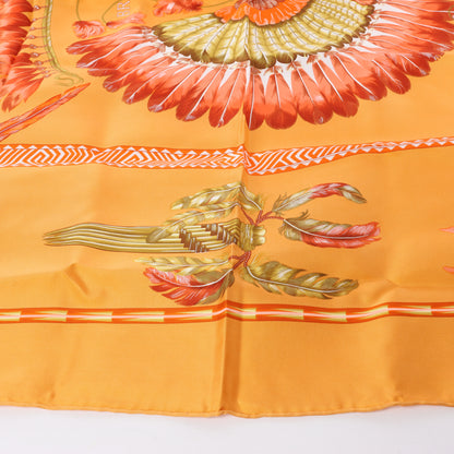 Hermès Carré 90 "BRAZIL" 100% Silk Scarf in Orange