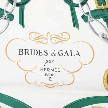 Hermès Carré 90 „BRIDES de GALA“ Seidentaschentuch in Grün
