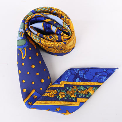 Hermès Carré 90 "CARPE DIEM" 100% Silk Scarf in Blue