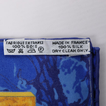 Hermès Carré 90 "CARPE DIEM" 100% Silk Scarf in Blue