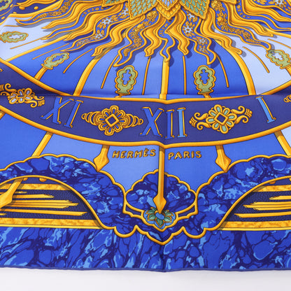 Hermès Carré 90 "CARPE DIEM" 100% Silk Scarf in Blue