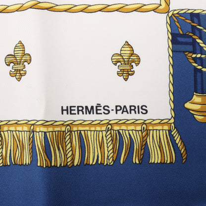 Hermès Carré 90 "Vue du Carrosse de la Galère La Réale" 100% Silk Scarf in Blue