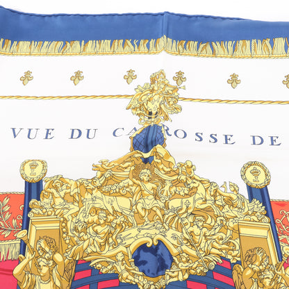 Hermès Carré 90 "Vue du Carrosse de la Galère La Réale" 100% Silk Scarf in Blue
