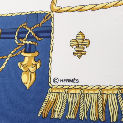 Hermès Carré 90 "Vue du Carrosse de la Galère La Réale" 100% Silk Scarf in Blue
