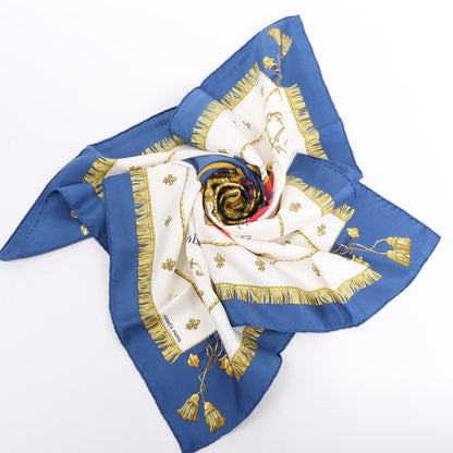 Hermès Carré 90 "Vue du Carrosse de la Galère La Réale" 100% Silk Scarf in Blue