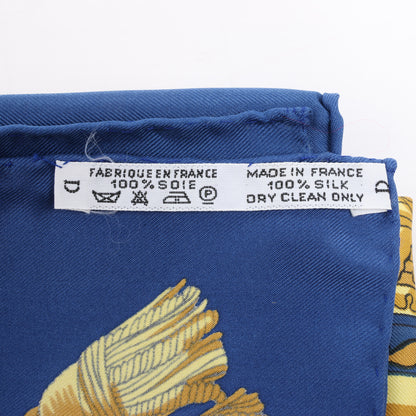 Hermès Carré 90 "Vue du Carrosse de la Galère La Réale" 100% Silk Scarf in Blue
