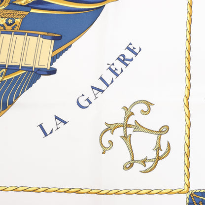 Hermès Carré 90 "Vue du Carrosse de la Galère La Réale" 100% Silk Scarf in Blue