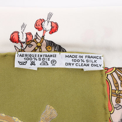Hermès Carré 90 "Caparacons De La France Et De L'Inde" 100% Silk Scarf in Green