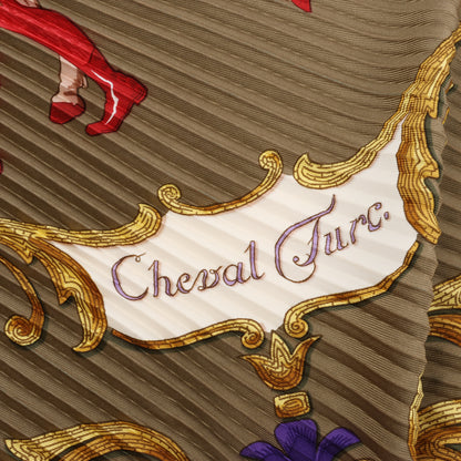 Hermès Carré 90 "Cheval Turc" 100% Silk Scarf in Khaki