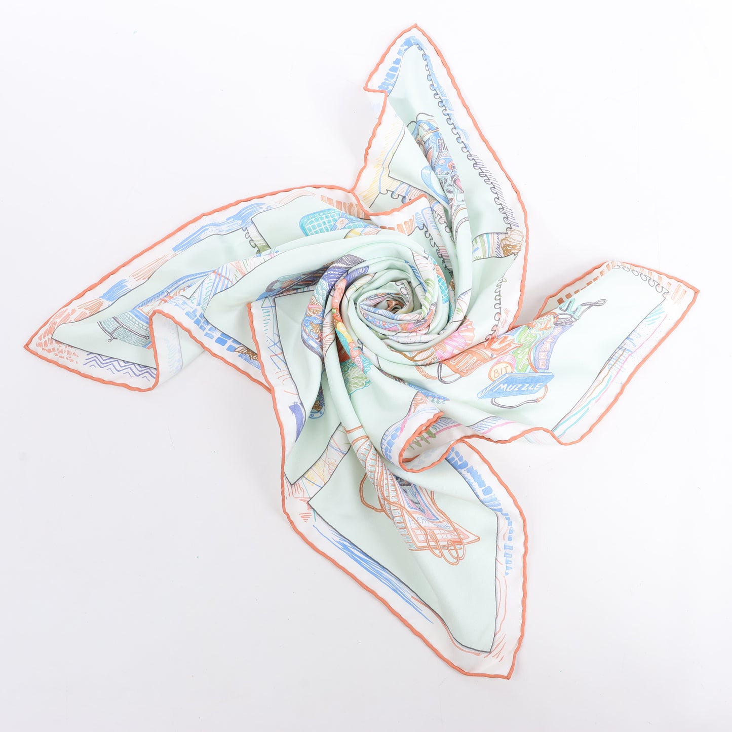 Hermès Carré 90 "Chevaloscope Neon" Seidentaschentuch in Grün