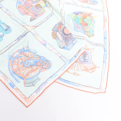 Hermès Carré 90 "Chevaloscope Neon" Seidentaschentuch in Grün