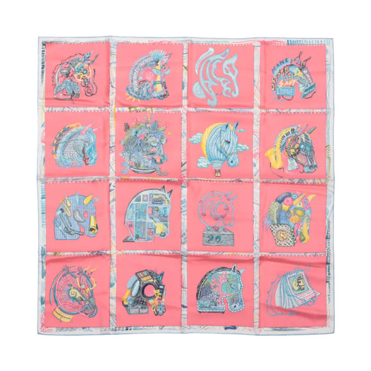 Hermès Carré 90 "Chevaloscope" 100% Silk Scarf in Pink