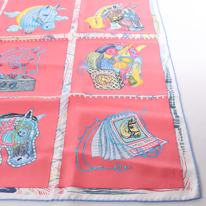Hermès Carré 90 "Chevaloscope" 100% Silk Scarf in Pink