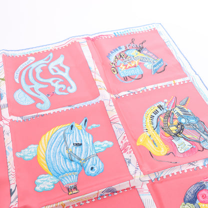 Hermès Carré 90 "Chevaloscope" 100% Silk Scarf in Pink