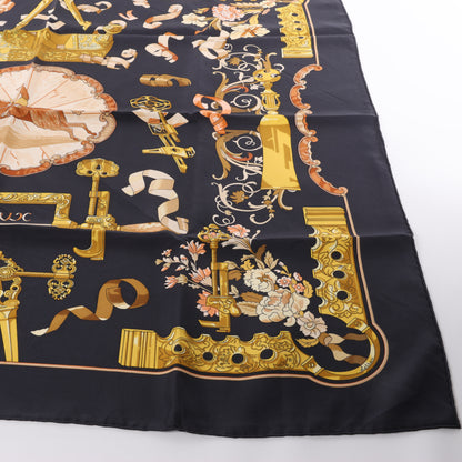 Hermès Carré 90 "Copeaux" 100% Silk Scarf in Black