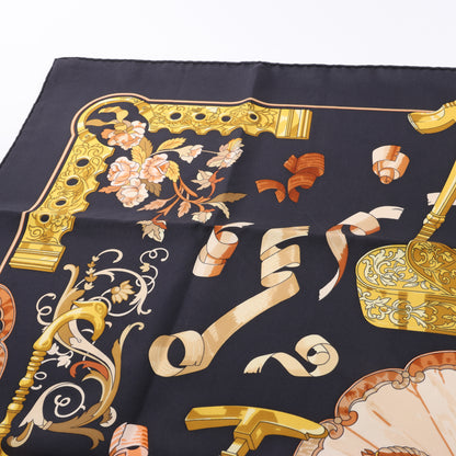 Hermès Carré 90 "Copeaux" 100% Silk Scarf in Black
