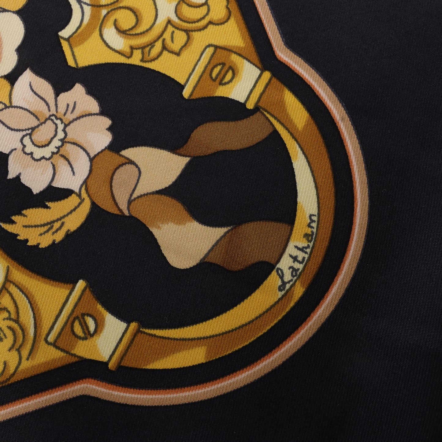 Hermès Carré 90 "Copeaux" 100% Silk Scarf in Black