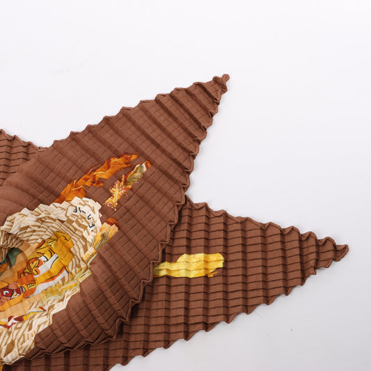 Hermès Carré 90 "Couvee D Hermes" 100% Silk Scarf in Brown