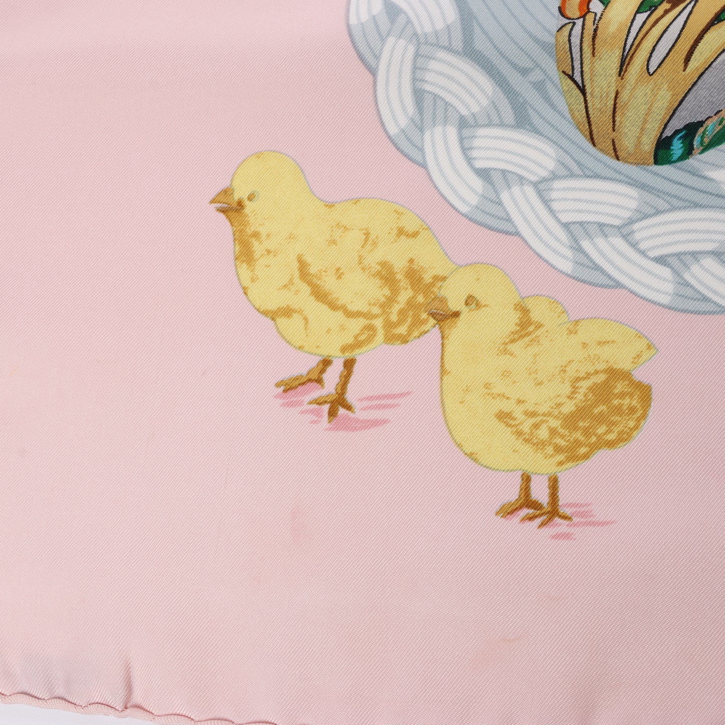 Hermès Carré 90 "Couvee d'Hermes" 100% Silk Scarf in Pink x Blue