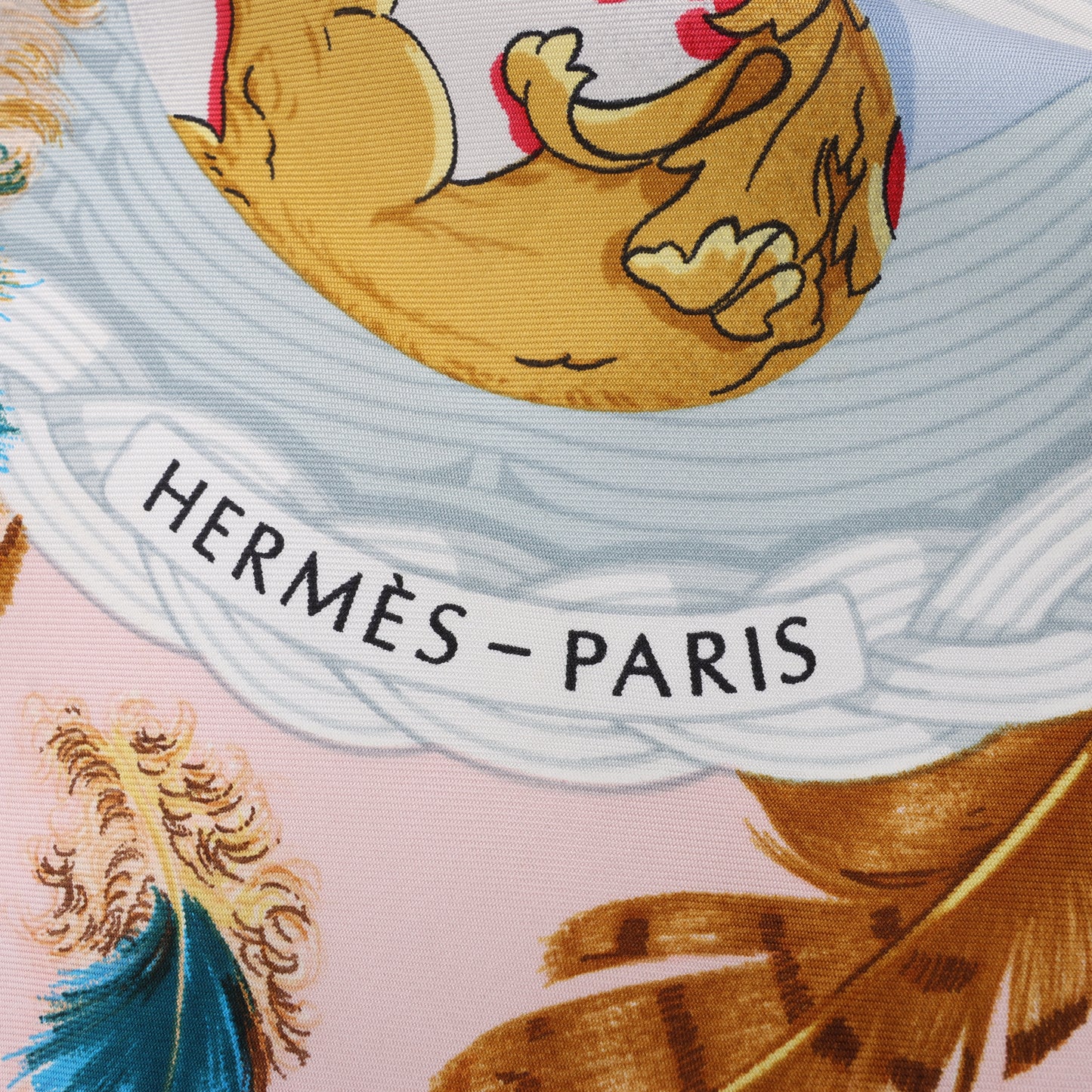 Hermès Carré 90 "Couvee d'Hermes" 100% Silk Scarf in Pink x Blue