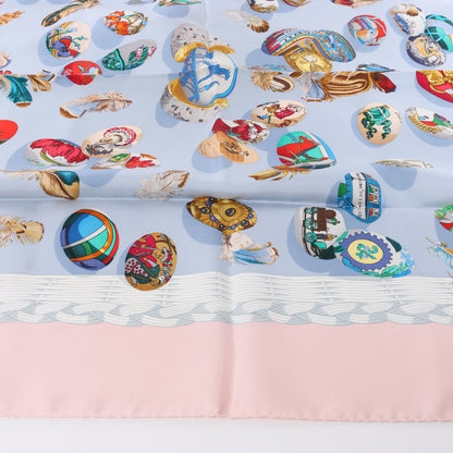 Hermès Carré 90 "Couvee d'Hermes" 100% Silk Scarf in Pink x Blue