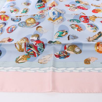 Hermès Carré 90 "Couvee d'Hermes" 100% Silk Scarf in Pink x Blue