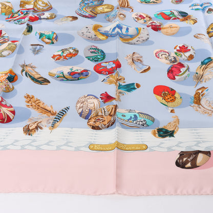 Hermès Carré 90 "Couvee d'Hermes" 100% Silk Scarf in Pink x Blue