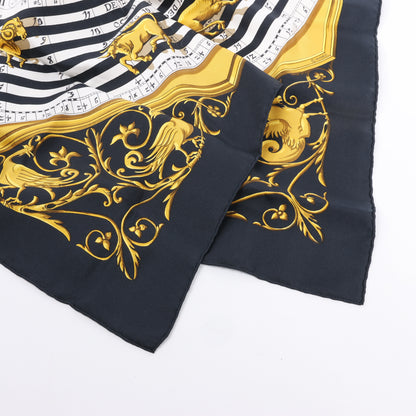 Hermès Carré 90 "DIES ET HORE" 100% Seidenschal in Schwarz